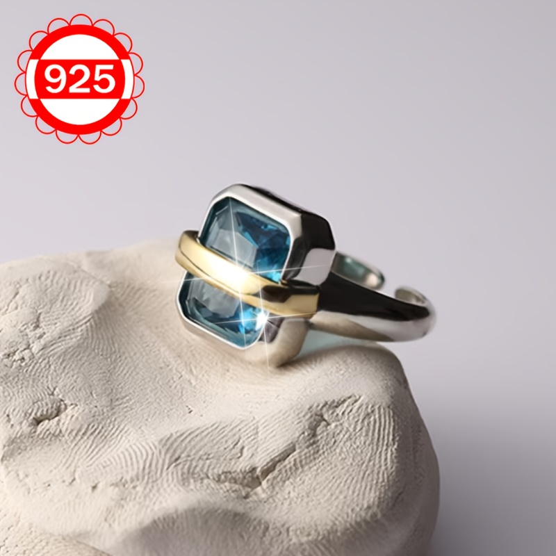 925 Silver Geometric Square Ring